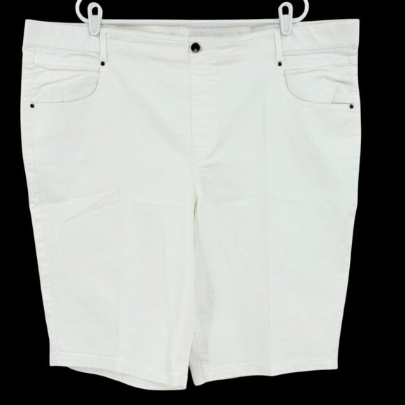 Terra & Sky Women's Stretch Pull-on White Denim Shorts Plus Sz 3X (24W-26W) NWOT - Picture 1 of 10